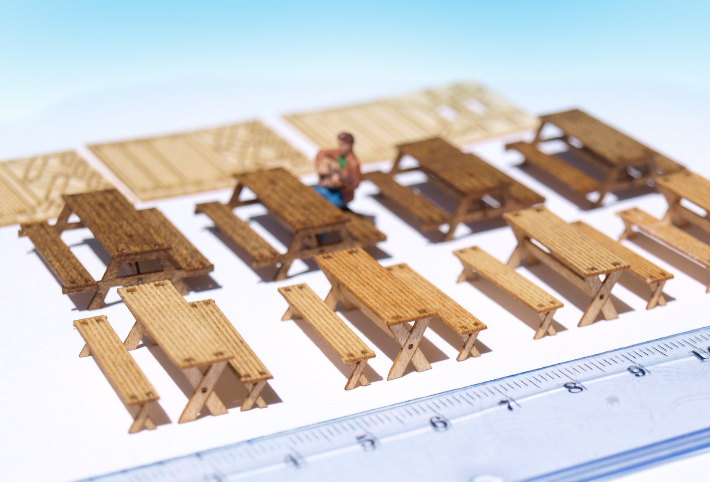 naaron88 miniature model kits picnic camping tables wooden Kits for diorama dollhouse scenery HO scale