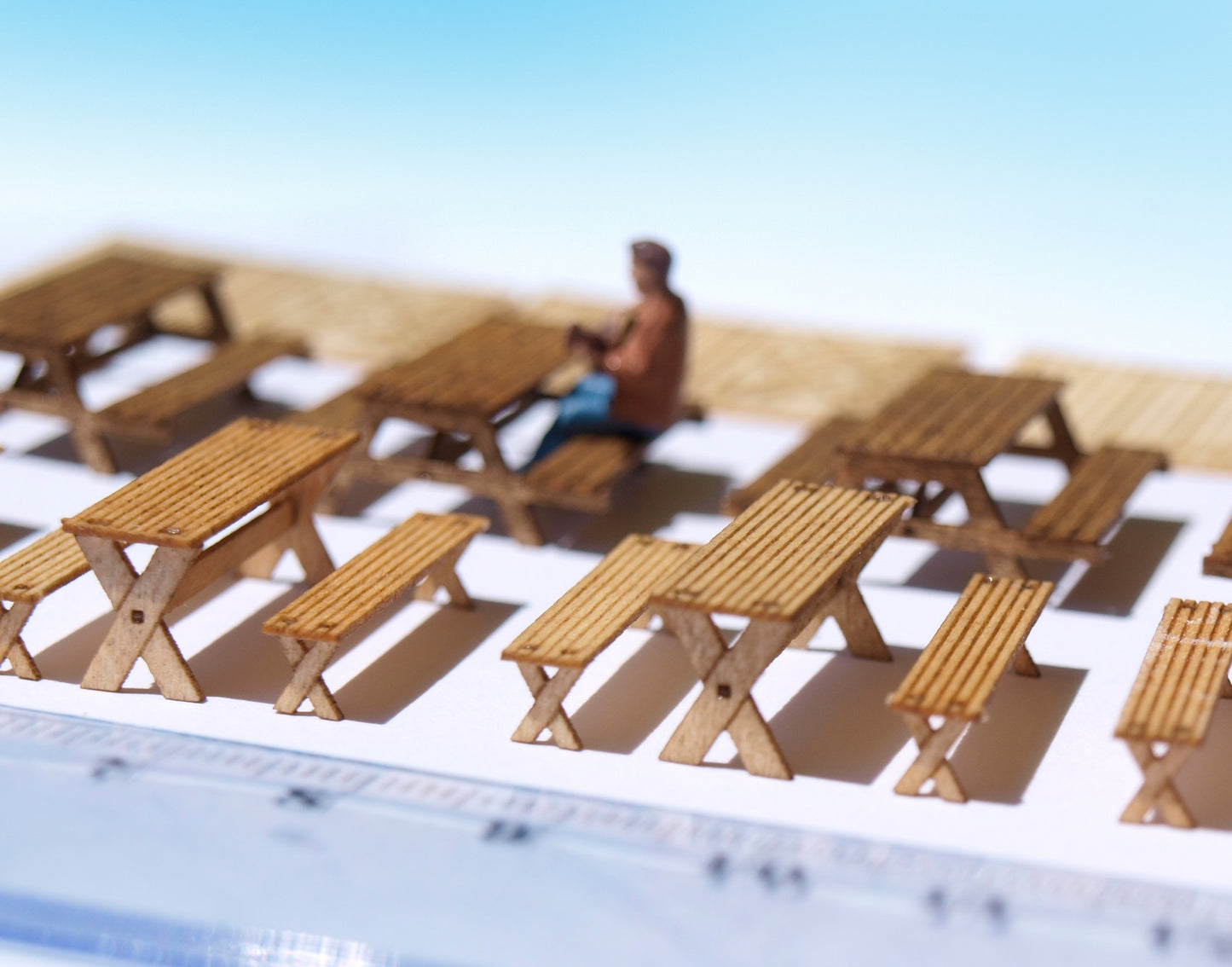 naaron88 miniature model kits picnic camping tables wooden Kits for diorama dollhouse scenery HO scale