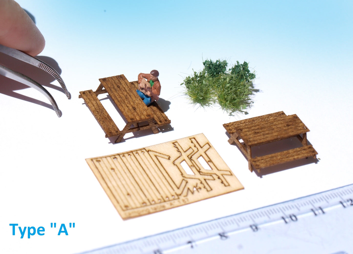 naaron88 miniature model kits picnic camping tables wooden Kits for diorama dollhouse scenery HO scale Type A