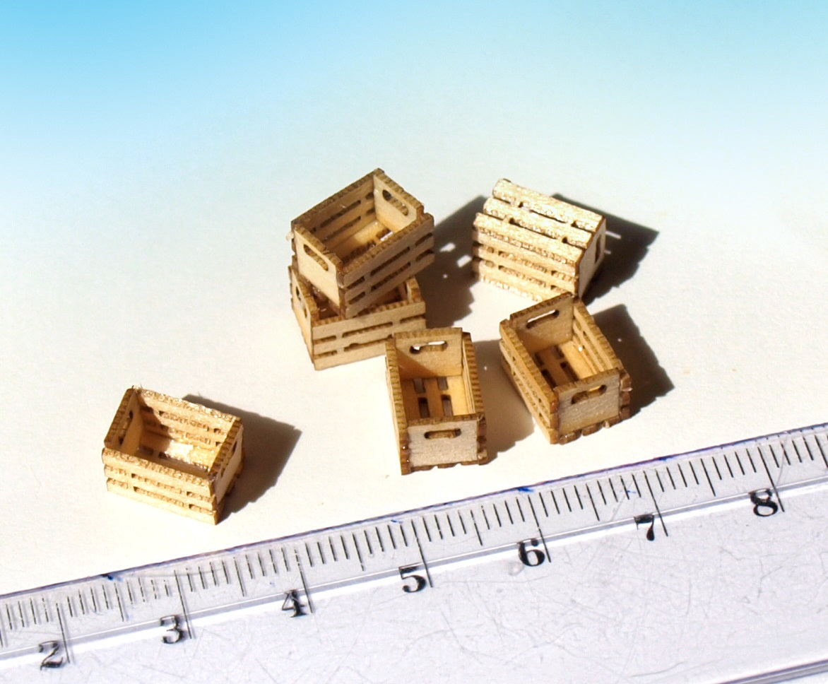 naaron88 built HO scale wooden crates for dioramas, dollhouses, miniature sceneries. Type A.