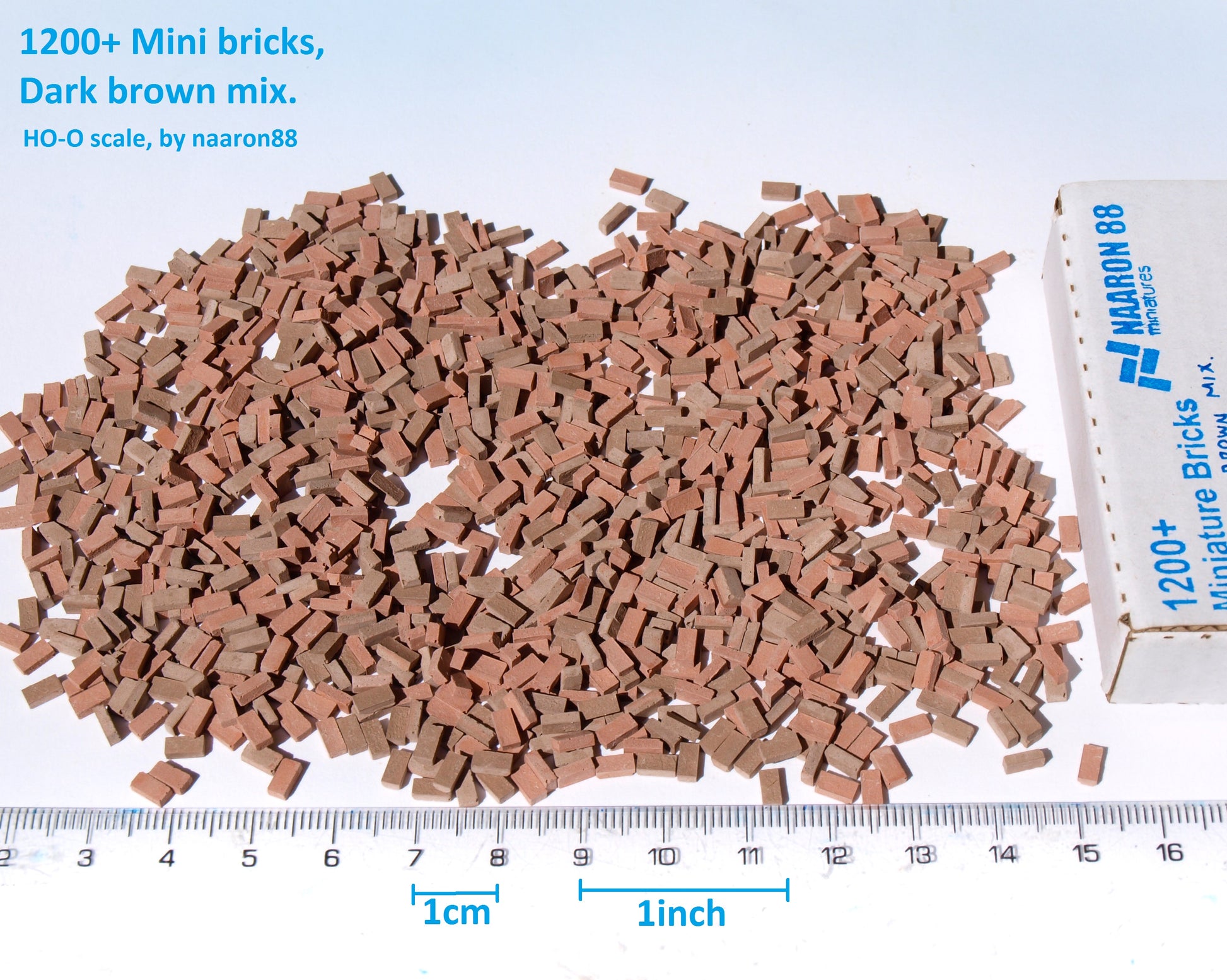 naaron88 Miniature Bricks Dark Brown mix for O scale dioramas and model building.