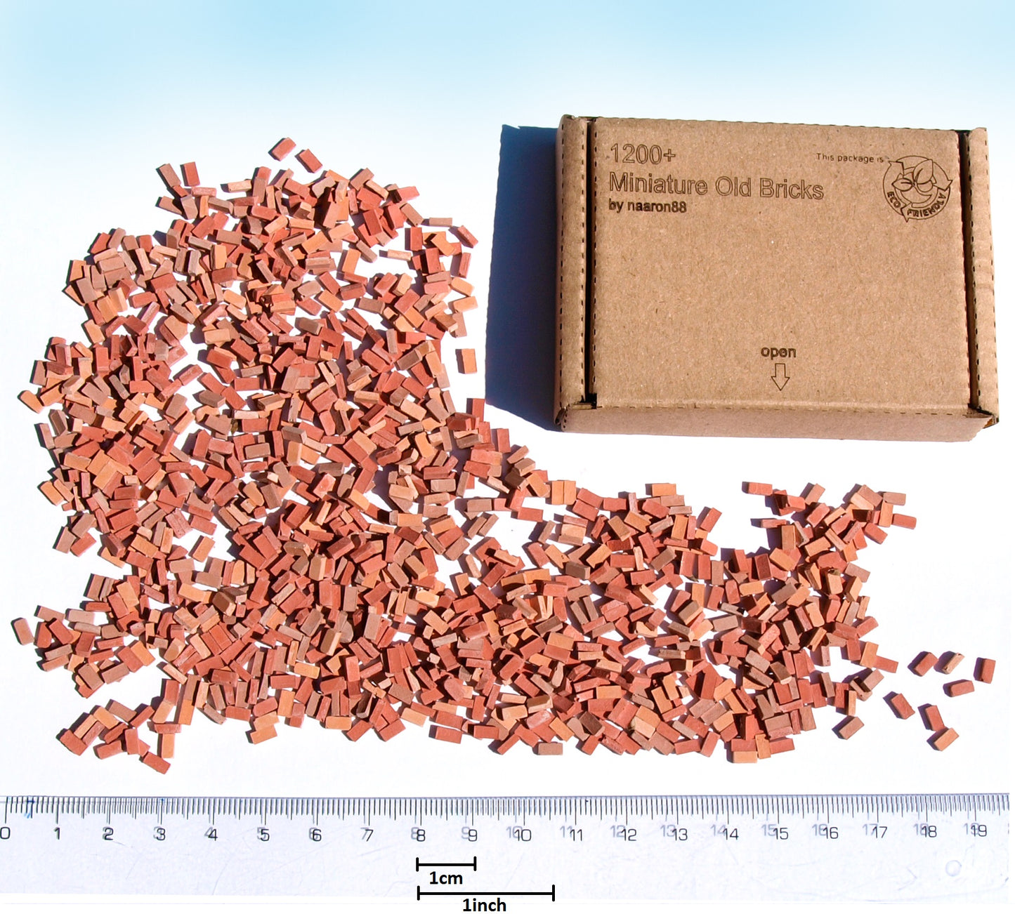 naaron88 1200 Miniature Old bricks Red Mix, for diorama dollhouse scenery building in O scale.