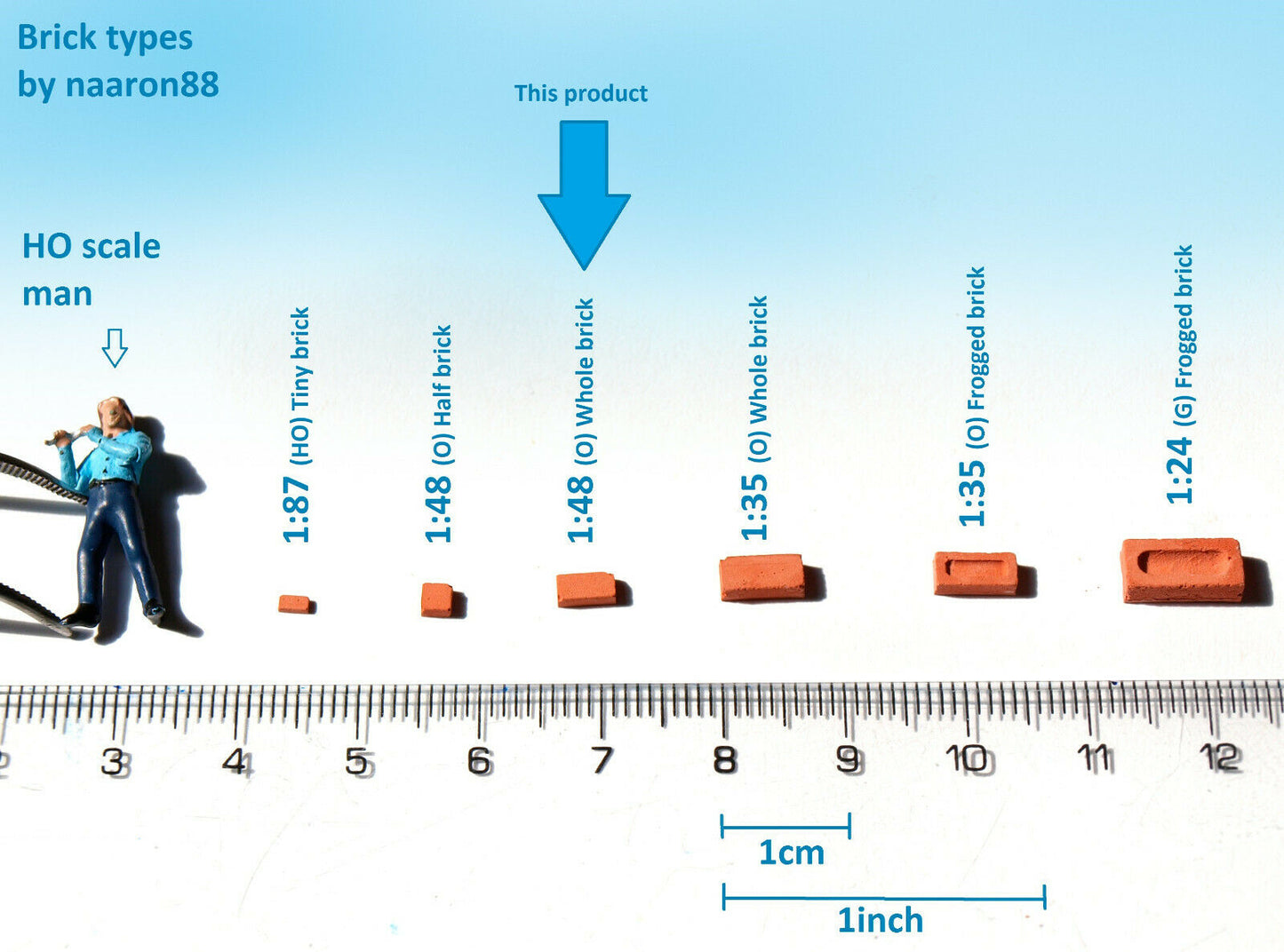 300+ Orange Miniature Bricks O scale 1:48 for dolls house modeling and diorama scenery building