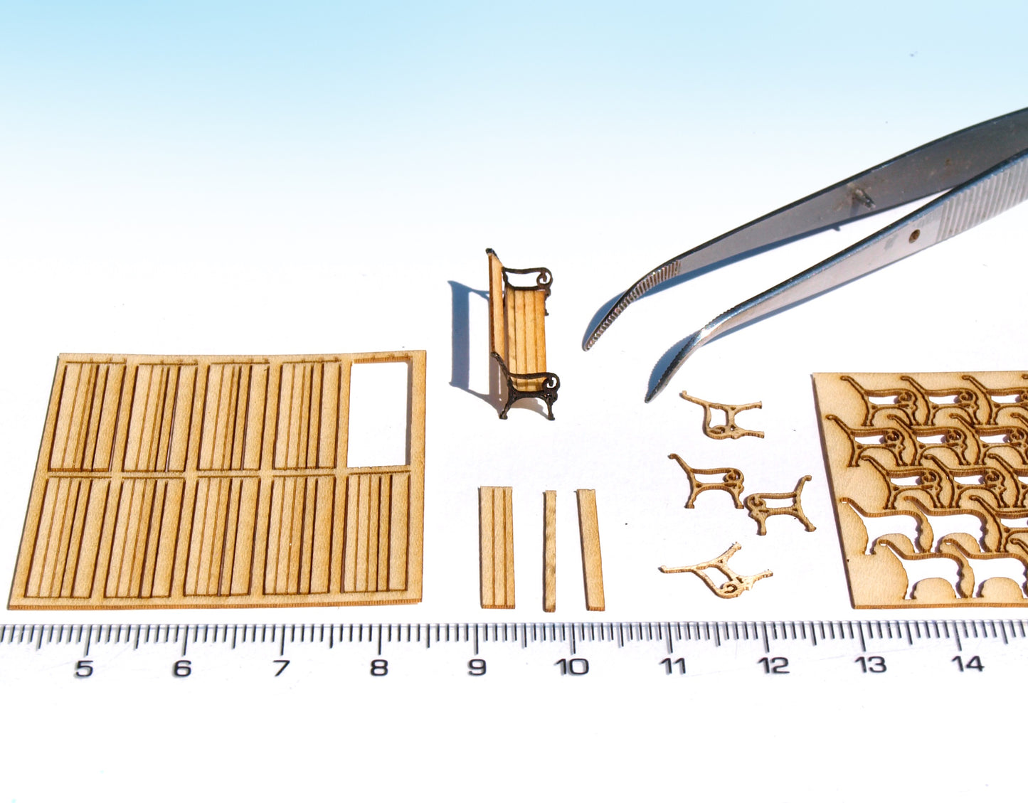 naaron88 laser cut HO scale wood bench kit railway station platform for dollhouse wargame diorama scenery