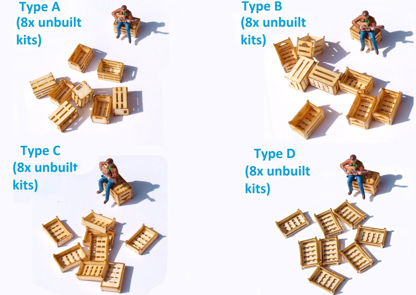 naaron88 Miniature Model Wood crate KIT laser cut HO scale dollhouse diorama