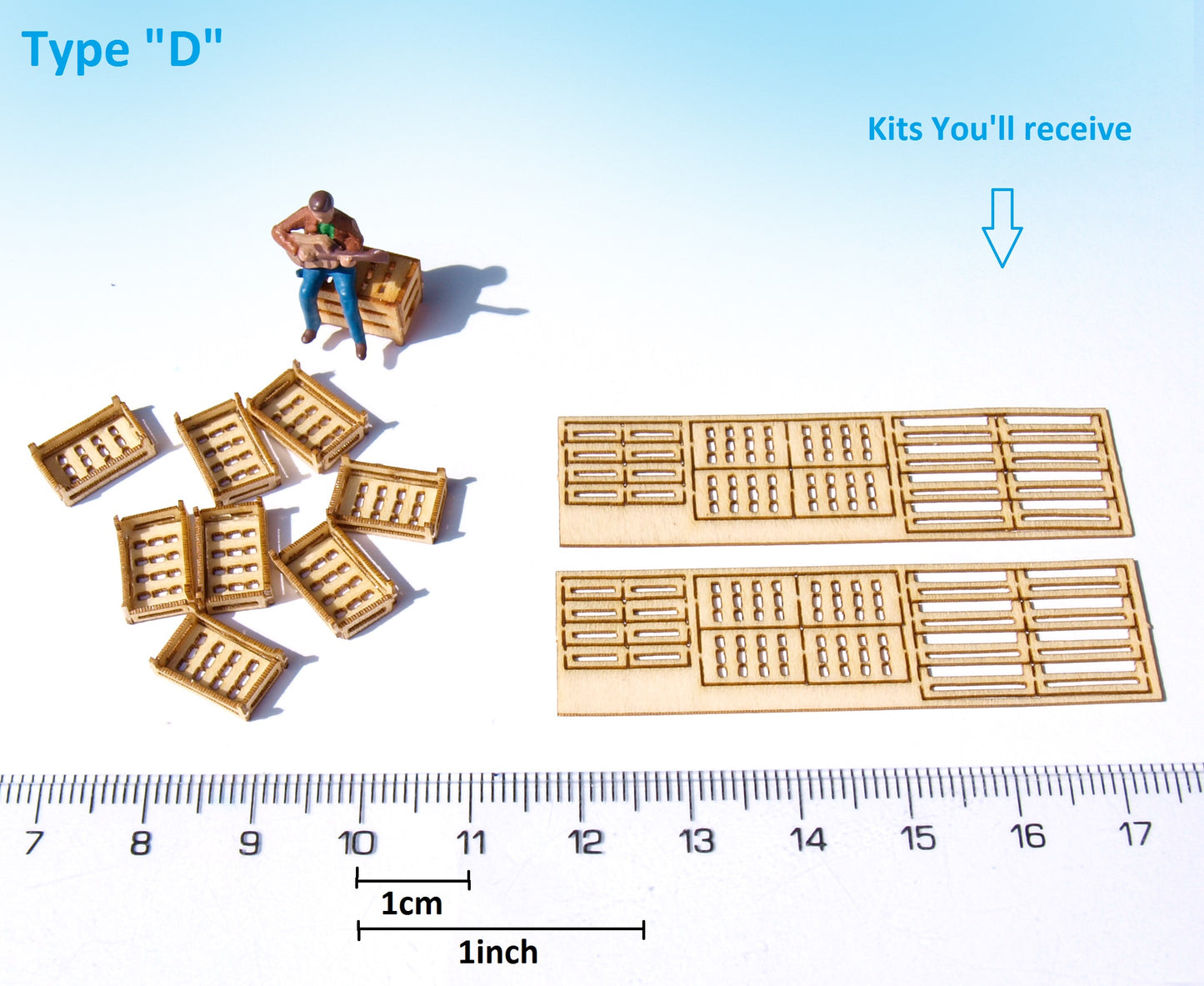 naaron88 Miniature Model Wood crate KIT laser cut HO scale dollhouse diorama D