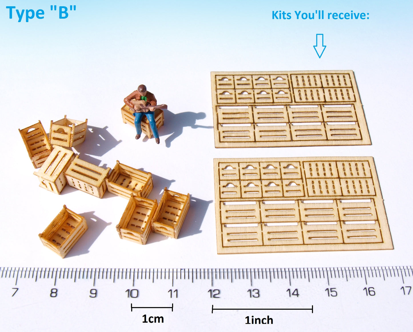 naaron88 Miniature Model Wood crate KIT laser cut HO scale dollhouse diorama B