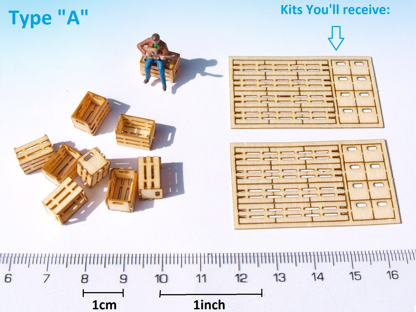 naaron88 Miniature Model Wood crate KIT laser cut HO scale dollhouse diorama A