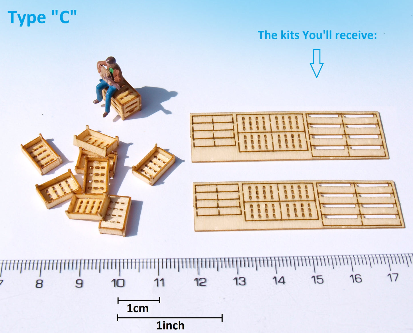 naaron88 Miniature Model Wood crate KIT laser cut HO scale dollhouse diorama C