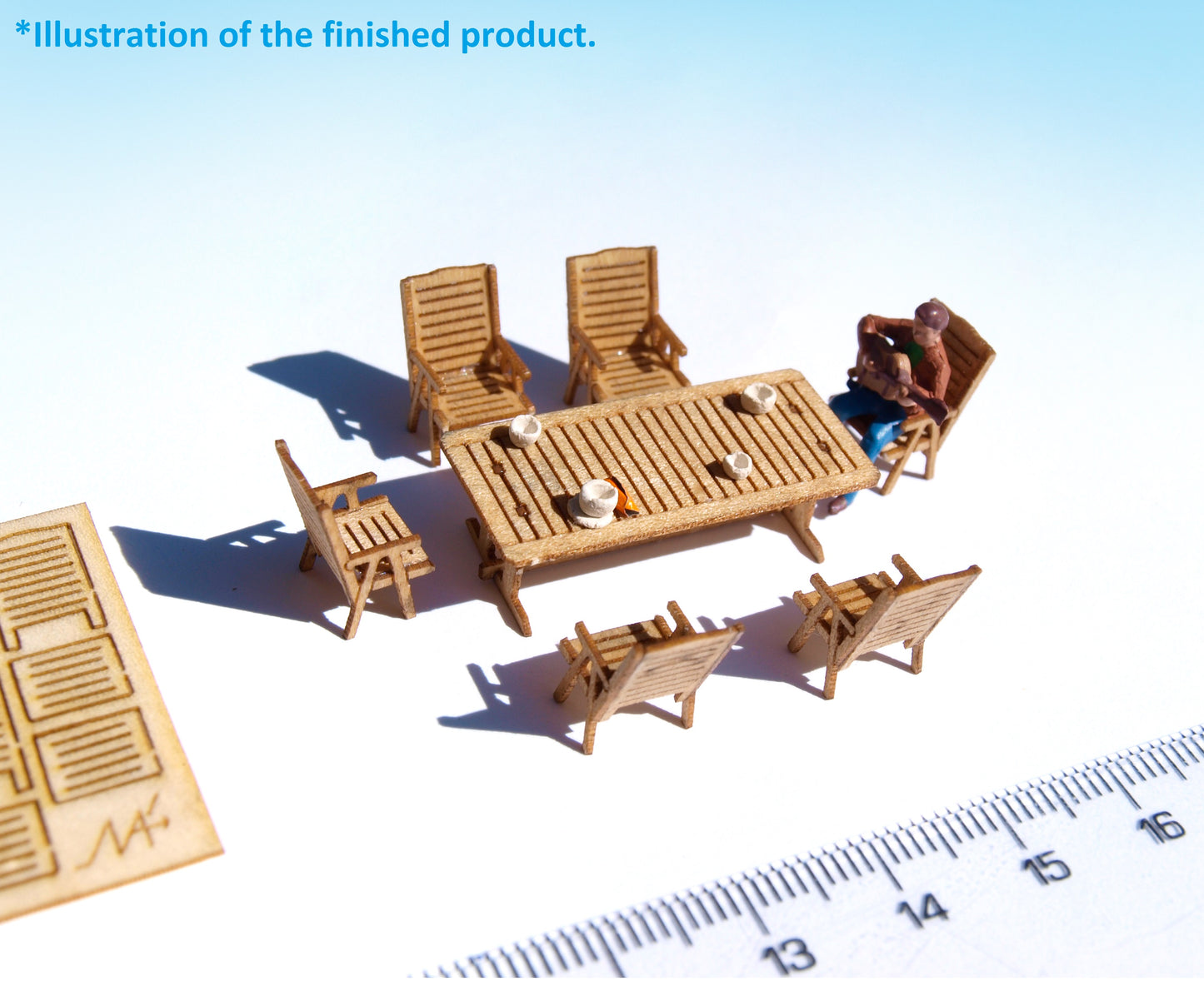 naaron88 Miniature Model table chair laser cut wood KIT diorama dollhouse HO scale