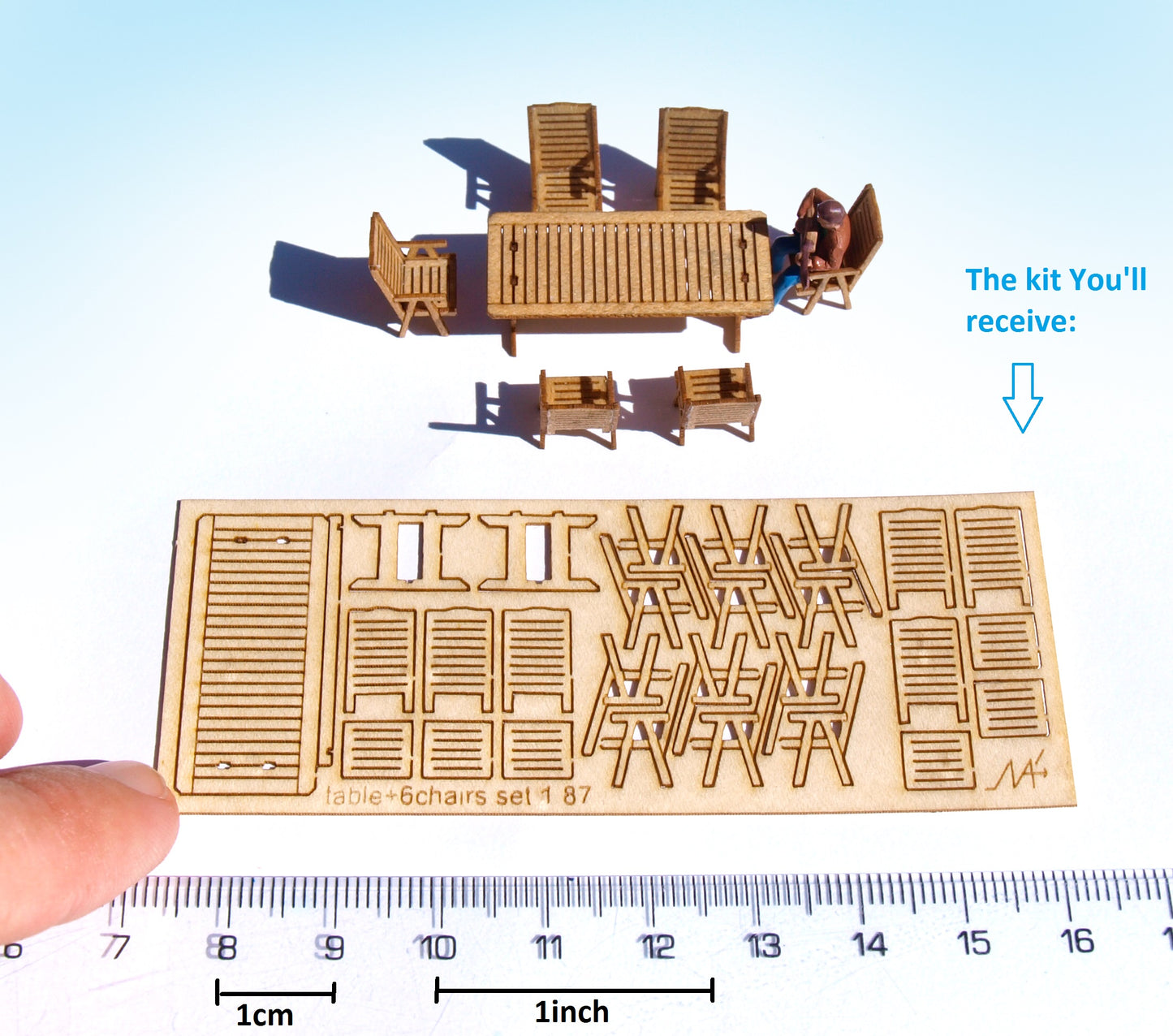 naaron88 Miniature Model table chair laser cut wood KIT diorama dollhouse HO scale