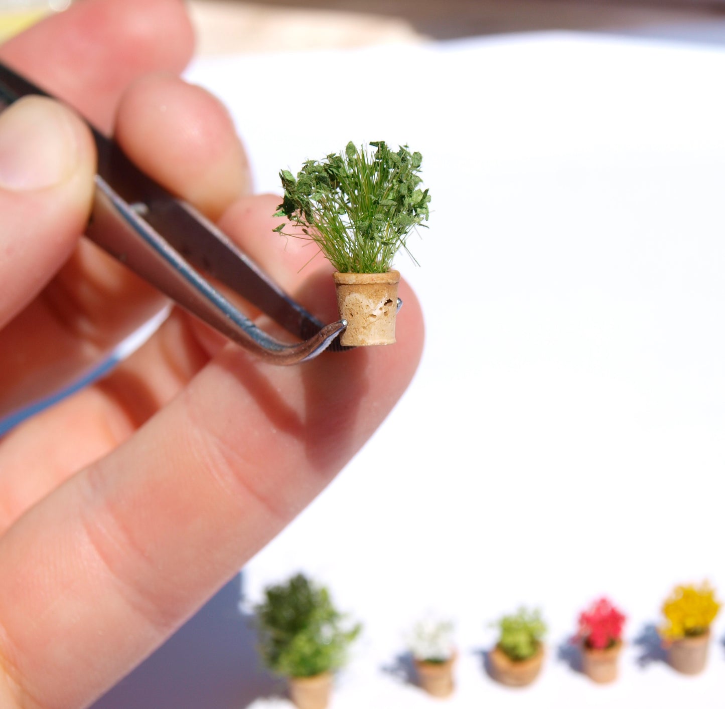 naaron88 Miniature Model Potted Plants Flowers HO scale green mix dollhouse diorama scenery
