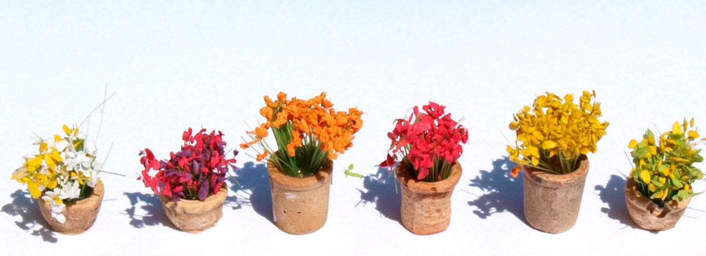 naaron88 Miniature Model Potted Flowers Colourful mix diorama scenery dollhouse