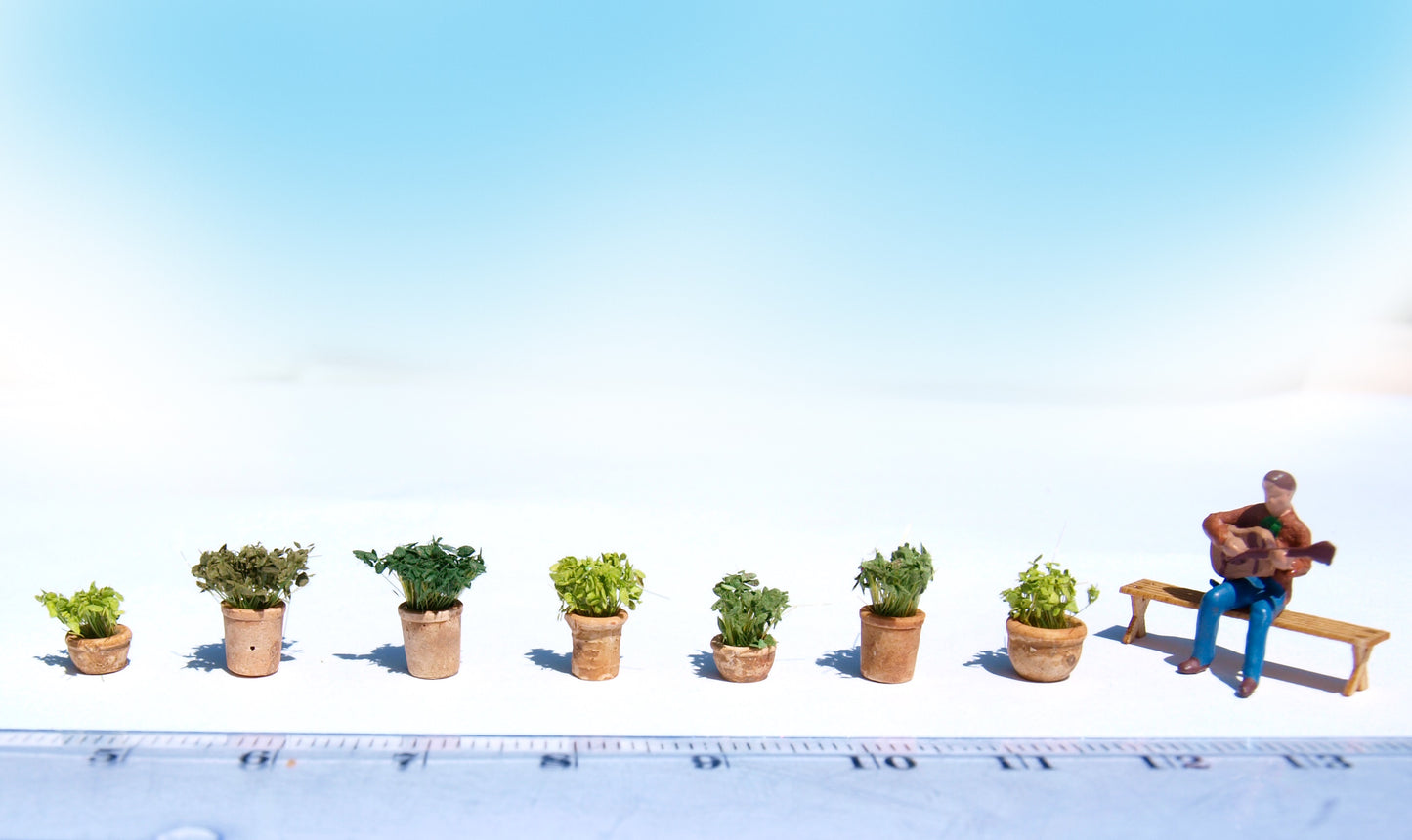 naaron88 Miniature Model Potted Plants Flowers HO scale green mix dollhouse diorama scenery