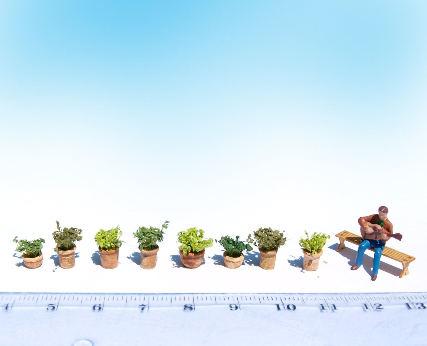naaron88 Miniature Model Potted Plants Flowers HO scale green mix dollhouse diorama scenery
