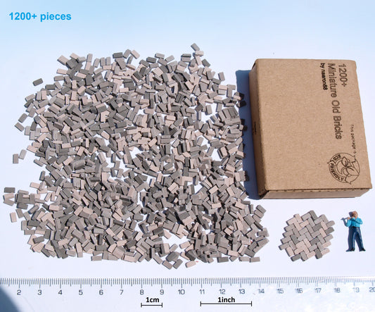 naaron88 Miniature gray mix bricks for O scale dioramas, dollhouses and scenery building.
