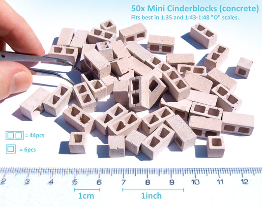 naaron88 miniature cinderblocks colored plaster bricks for O scale dioramas, sceneries and railway models.