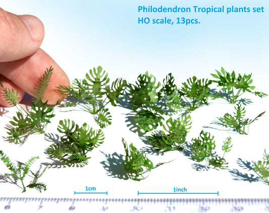 naaron88 miniature philodendron mix HO scale plants for tropical dioramas.