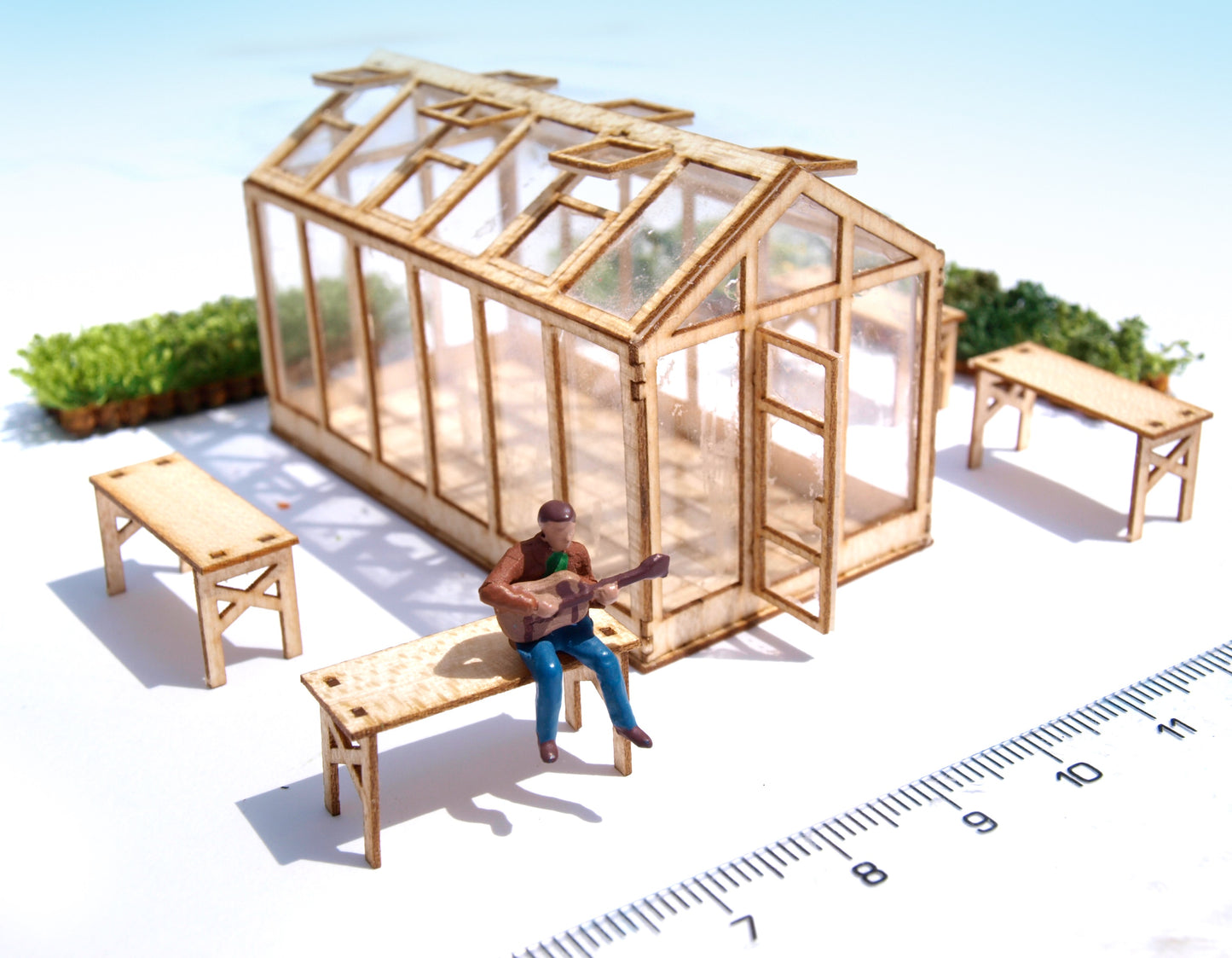 Miniature Greenhouse KIT, HO scale 1:87 laser cut model plant nursery