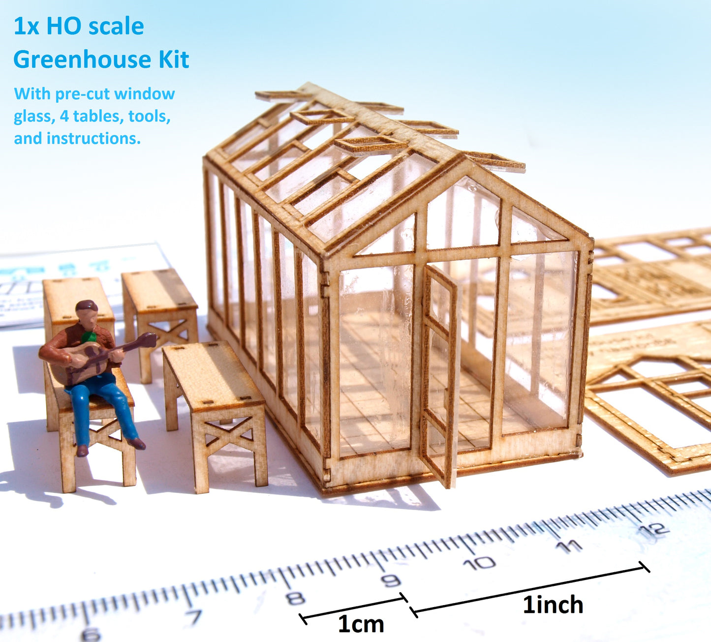 Miniature Greenhouse KIT, HO scale 1:87 laser cut model plant nursery