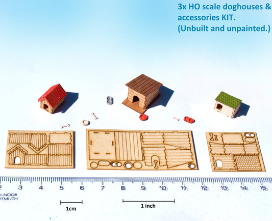 naaron88 Dog houses KIT HO scale diorama dollhouse laser cut wood