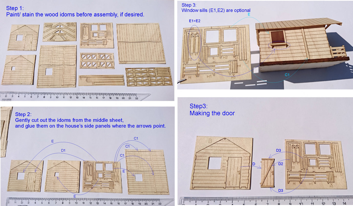 naaron88 Miniature Model Laser cut wood cottage kit for HO scale dioramas assembly tutorial