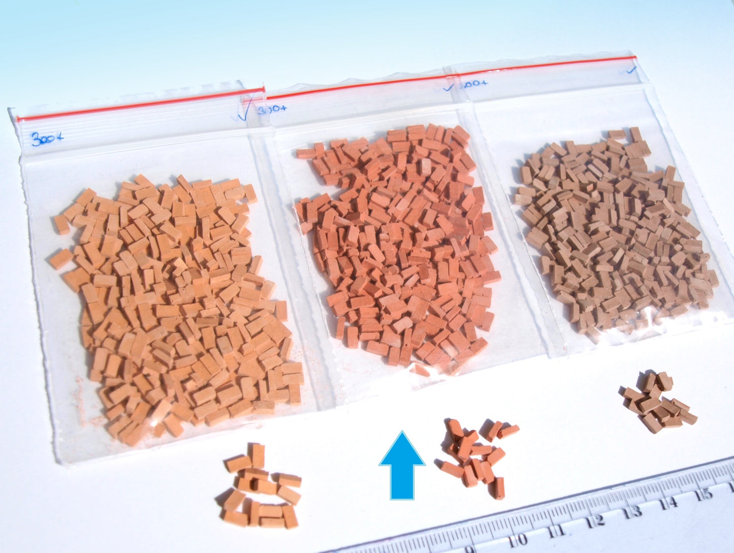 300+ Red Miniature Bricks O scale 1:48 for dolls house modeling and diorama scenery building